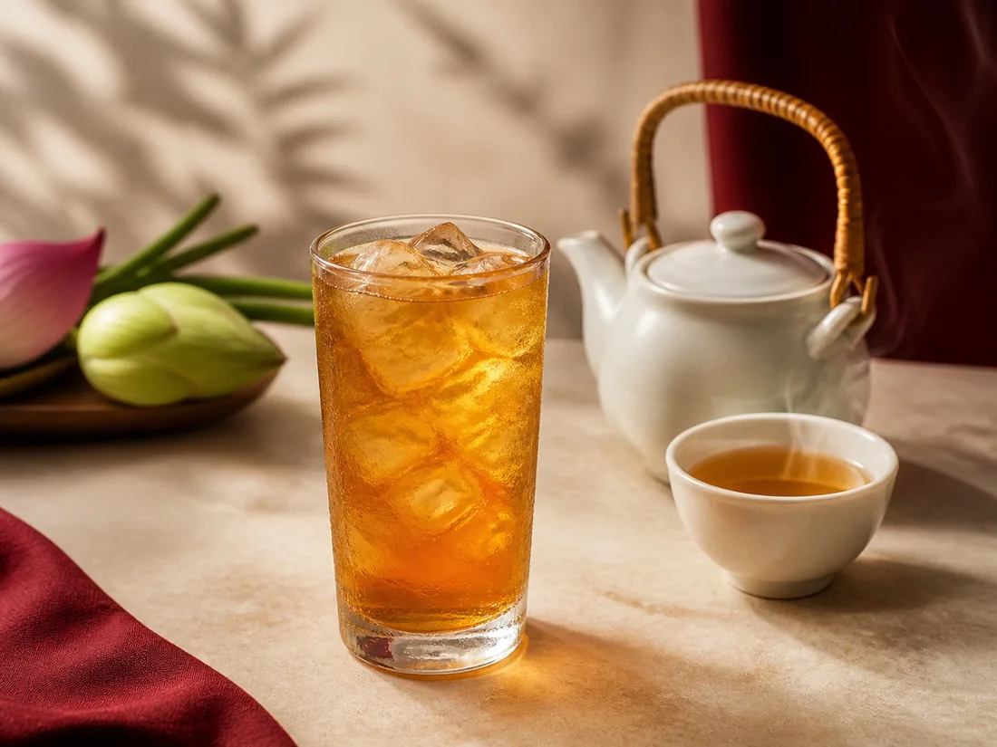 Vietnamese amber tea served iced, or a hot tea service