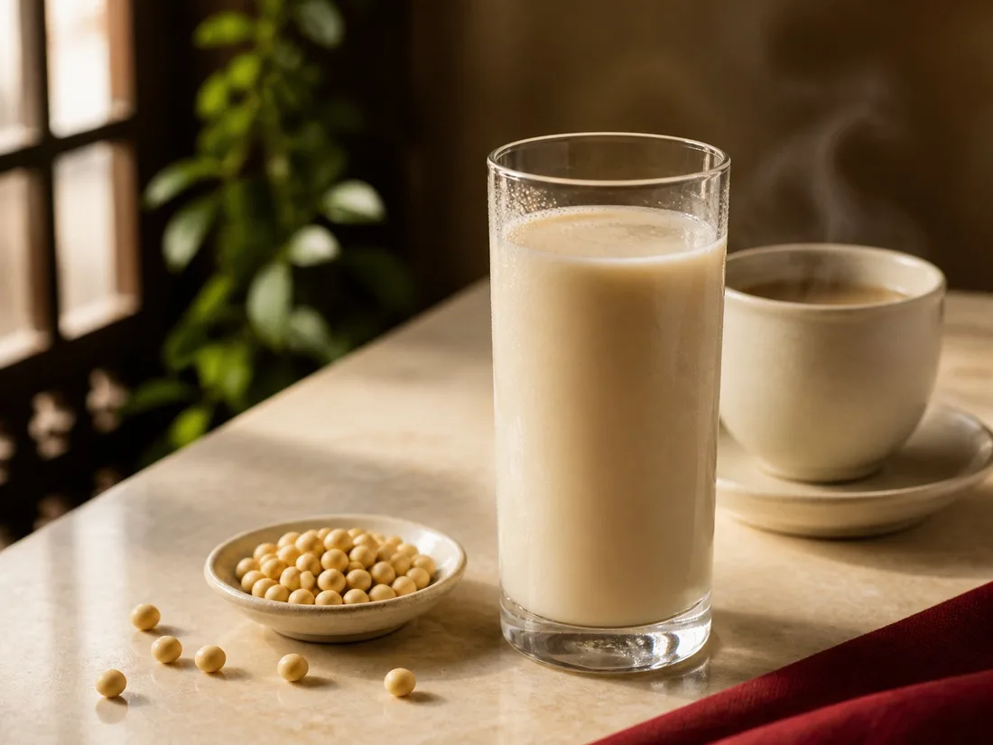 Soy milk served chilled, or hot