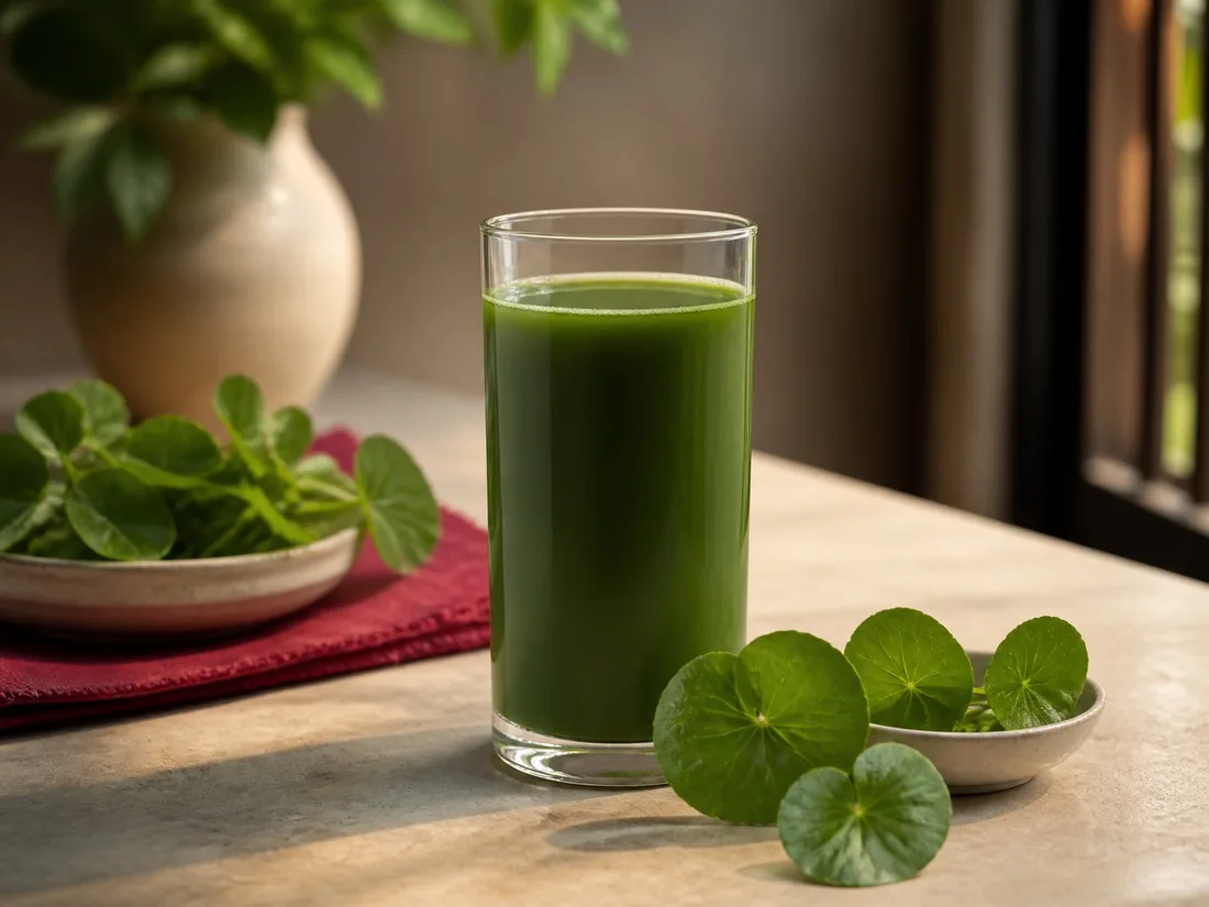 Pure unsweetened pennywort juice, no ice